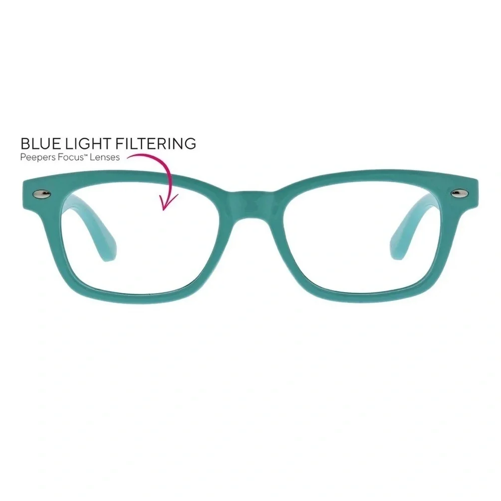 Peepers Blue Light Filtering Eyeglasses for Kids, New in Box, Teal Blue